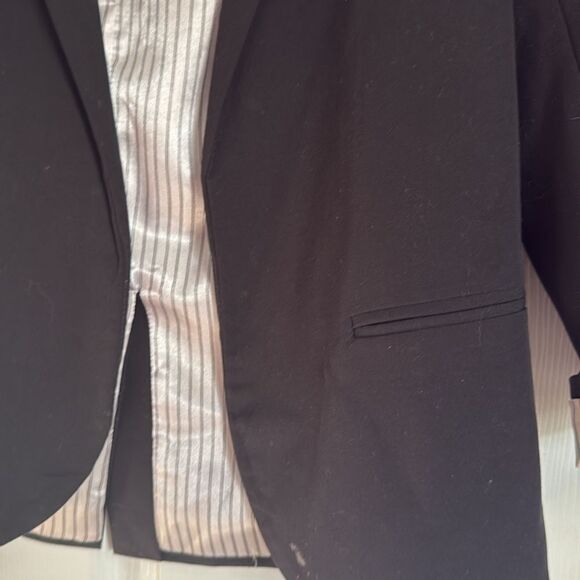 Black Lined Silk Striped Blazer - Cuffed Striped or Non - Size Small - Picture 4 of 4